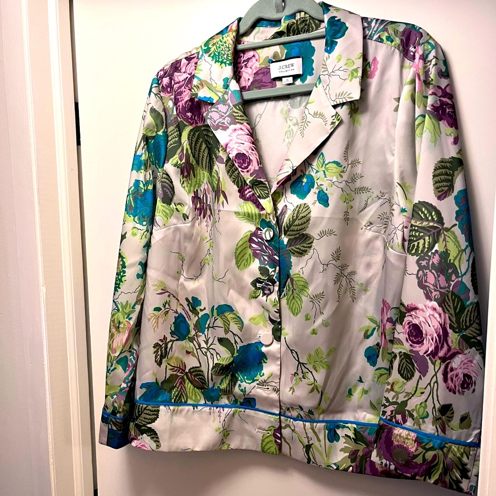J Crew Collection vintage style satin blouse XL